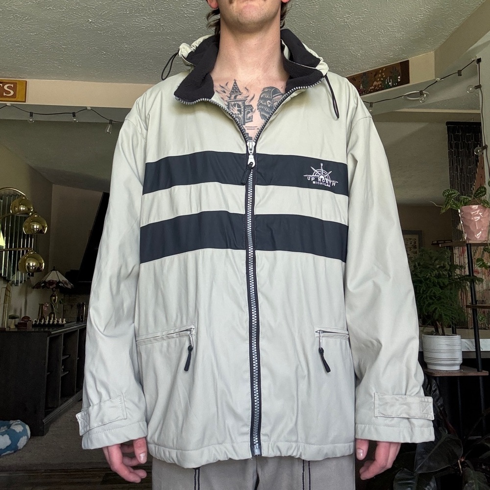 Vintage UP North Michigan Zip Away Hood Winter Jacket
